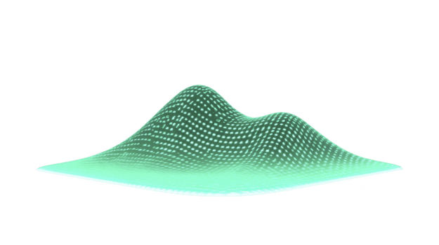 futurista 3d rede superfície com brilhando verde pontos, digital paisagem, abstrato tecnologia fundo, suave onda padrão, moderno e dinâmico, inovação conceito png