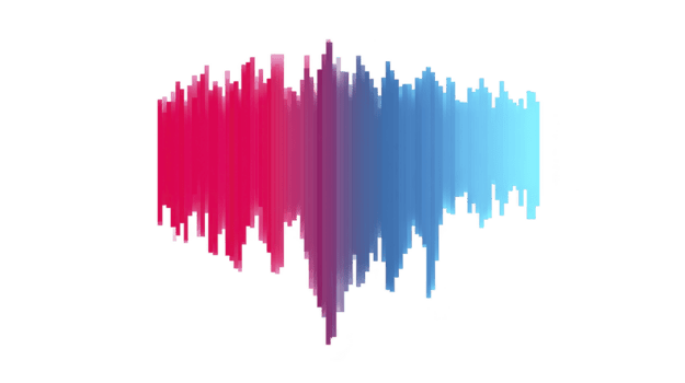 färgrik ljudvåg grafisk med lutning rosa till blå, abstrakt audio vågform, modern digital konst, isolerat på genomskinlighet bakgrund, vibrerande och energisk visuell för musik eller teknologi teman png