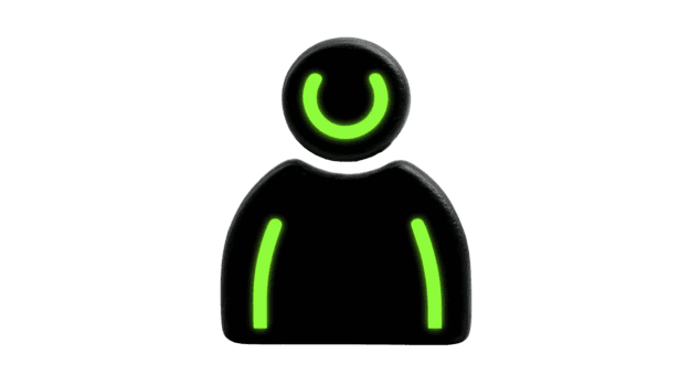 gebruiker icoon met neon groen schets, minimalistische zwart avatar symbool, modern digitaal profiel illustratie, gloeiend effect, gemakkelijk ontwerp voor web of app koppel, geïsoleerd Aan transparant achtergrond png