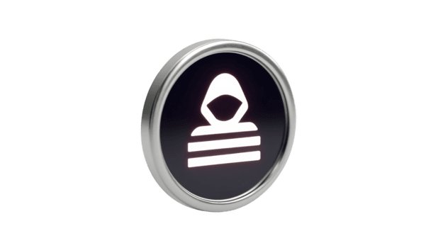 hacker ícone cyber segurança símbolo digital encapuzado figura brilhando esboço moderno botão transparência fundo tecnologia misterioso isolado 3d render png