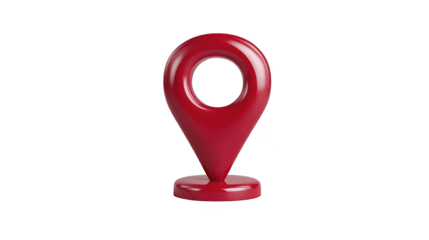 Red map pin location marker glossy finish isolated on transparency background symbolizing navigation travel direction and destination modern design 3D illustration minimal style png