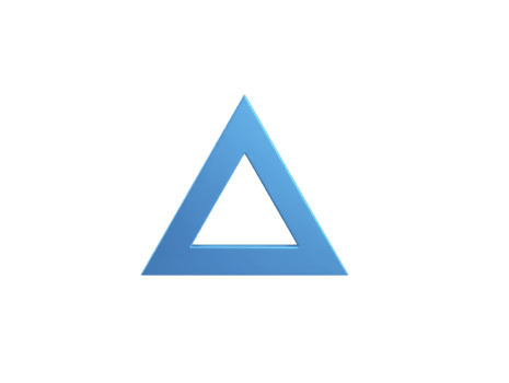 Blau Dreieck mit hohl Center, geometrisch Form, minimal Design, isoliert auf transparent Hintergrund, modern abstrakt Symbol, sauber und einfach Stil png