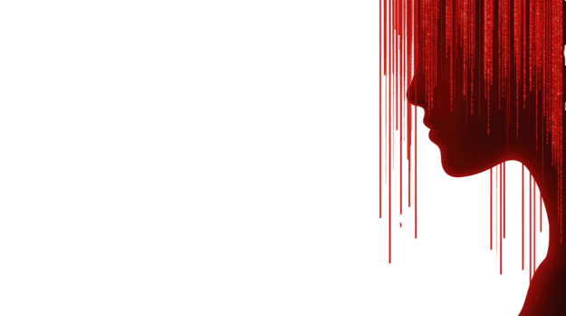 vermelho silhueta perfil digital linhas abstrato face tecnologia conceito futurista binário código dados corrente cyber tema emocional transparência fundo criativo arte png