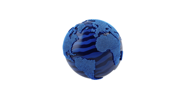 blauw digitaal wereldbol abstract wereld kaart technologie concept 3d renderen futuristische aarde globaal netwerk gegevens visualisatie modern ontwerp innovatie connectiviteit png