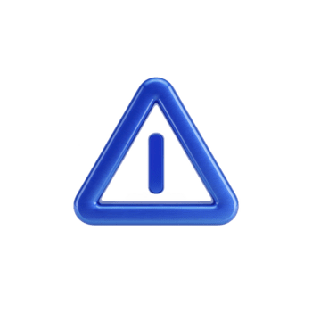 Blue warning triangle icon with metallic texture, isolated on transparent background, symbolizing caution, alert, or attention in digital or industrial contexts png