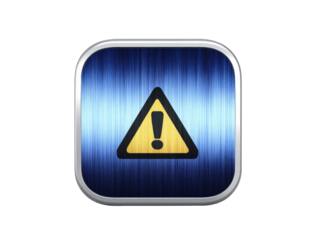 Warning sign icon with exclamation mark on blue gradient background, symbolizing caution, alert, or attention, suitable for user interface or safety notification png