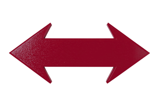 rood dubbele zijdig pijl, geïsoleerd Aan transparant achtergrond, symboliseert richting, keuze, navigatie, of beweging, met glanzend structuur en modern ontwerp png