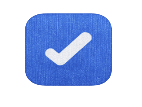 blu dai un'occhiata marchio icona bianca zecca simbolo arrotondato piazza strutturato sfondo digitale design approvazione verifica conferma moderno semplice stile png