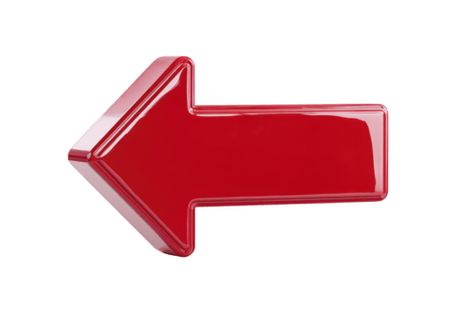 rood pijl links richting glanzend 3d stijl geïsoleerd Aan transparant achtergrond symbool voor navigatie de begeleiding of aandacht modern en stoutmoedig zichtbaar energiek en Doorzichtig png