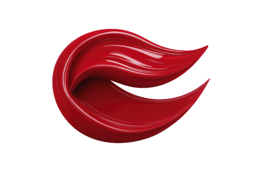 Red glossy abstract shape, curved and smooth, isolated on transparent background, modern design element, dynamic and vibrant, suitable for creative projects and digital art png