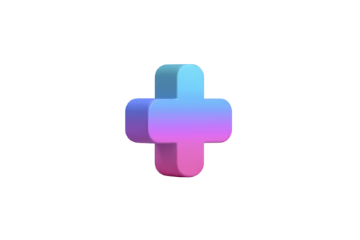 3d più cartello con liscio pendenza blu e rosa colore, isolato su trasparente sfondo, moderno minimo stile, simbolo per Salute, medico, o aggiunta concetti, vivace e edificante design png