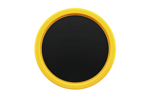 Yellow circle frame black center isolated on transparent background modern minimal design suitable for badge button label or icon clean and simple style png
