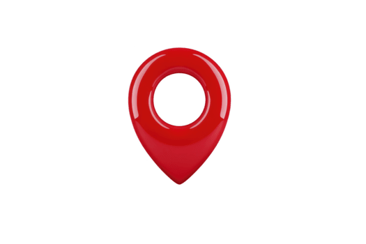 Red map pin location marker navigation symbol glossy finish isolated on transparency background 3D illustration travel concept direction modern design digital icon minimal style png