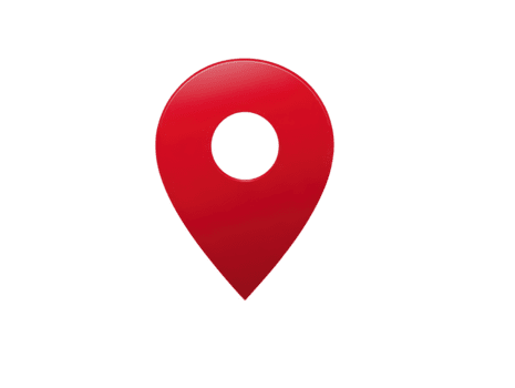 Red map pin location icon glossy finish isolated on transparent background symbolizing navigation travel direction and destination commonly used in digital maps and GPS applications png
