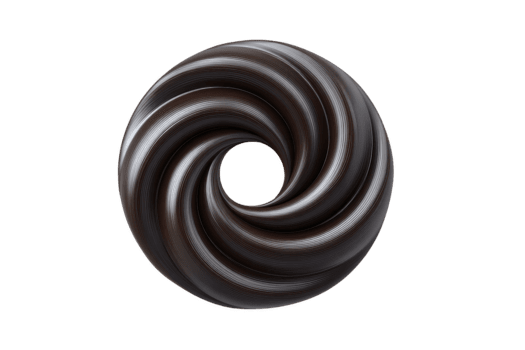 abstrait noir spirale forme avec métallique texture, circulaire conception, et lisse brillant surface, création moderne, futuriste, et dynamique visuel effet sur transparent Contexte png