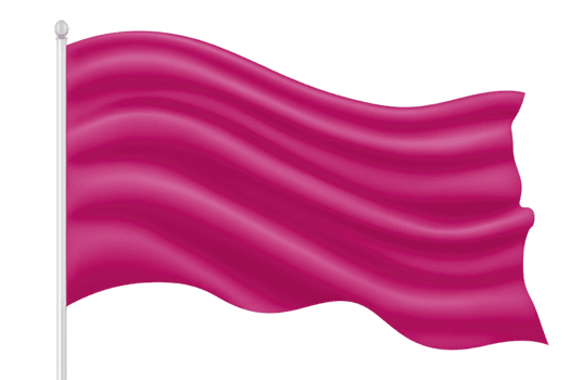 agitando magenta bandiera su argento palo, isolato su trasparente sfondo, simboleggiante celebrazione, orgoglio, o evento, con liscio tessuto struttura e dinamico movimento png