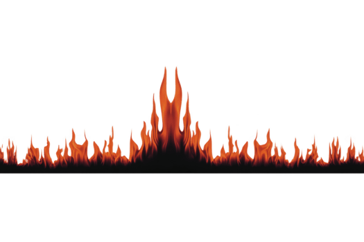 ardente confine con arancia e rosso fiamme crescente nel simmetrico modello, la creazione di drammatico e intenso effetto, adatto per sfondi, striscioni, o grafico design progetti png