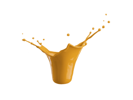 Orange liquid splash isolated on transparency background, dynamic motion, fluid art, vibrant color, abstract shape, creative design, energetic and fresh visual effect png