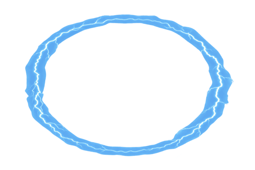 elétrico azul circular quadro, Armação com brilhando relâmpago efeito, energia anel com transparente fundo, dinâmico e futurista Projeto para digital arte, tecnologia, ou sci fi temas png