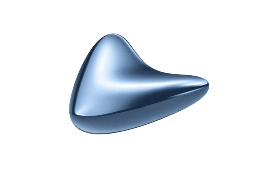 brillante metallico astratto forma, liscio blu cromo superficie, moderno futuristico disegno, isolato su trasparenza sfondo, minimalista e elegante, 3d rendering, creativo concetto png