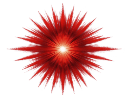 strålnings röd brista med lysande Centrum, abstrakt stjärna form, energisk explosion effekt, dynamisk ljus strålar, vibrerande digital konst, dramatisk och kraftfull visuell påverkan png