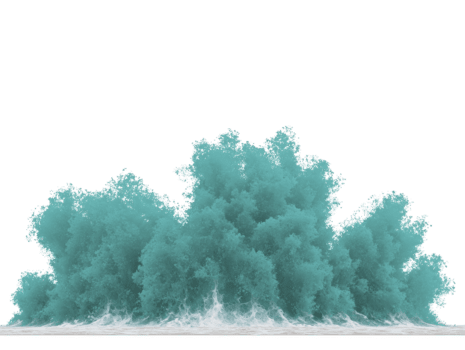 turchese Fumo nube, denso e fluttuante, sorge a partire dal terra con drammatico, energico effetto, la creazione di senso di movimento e dinamico atmosfera nel trasparente sfondo png