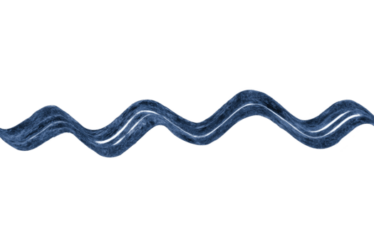 Wavy blue line with glossy texture, abstract design element, isolated on transparent background, suitable for decoration, banner, or creative project, modern and dynamic style png