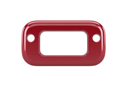 vermelho retangular plástico quadro, Armação com dois volta buracos, lustroso terminar, isolado em transparência fundo, adequado para hardware, automotivo, ou eletrônico usar, moderno e minimalista estilo png