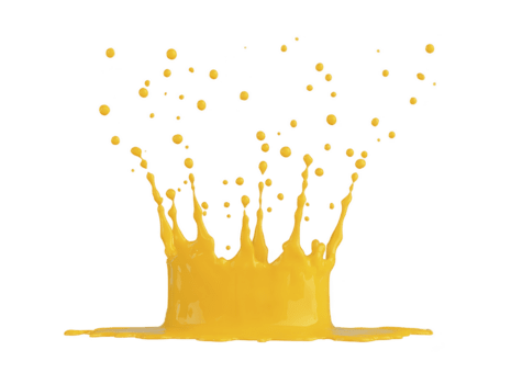 gul flytande stänk med droppar isolerat på transparent bakgrund, liknar krona form, dynamisk rörelse, färsk och energisk visuell, lämplig för mat eller dryck begrepp png