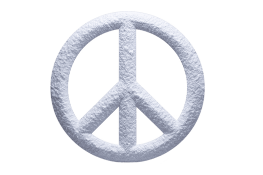 Peace symbol, white textured surface, isolated on transparent background, representing harmony, nonviolence, and unity, often used in social movements and peaceful protests png
