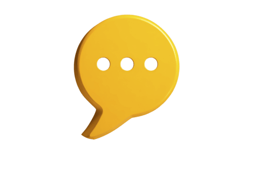 Yellow chat bubble icon with three black dots, symbolizing communication, conversation, and messaging, isolated on transparency background, modern and minimalistic style, cheerful and friendly png