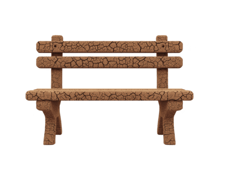 knäckt lera bänk rustik utomhus- sittplatser texturerad yta jordnära Färg unik design isolerat på genomskinlighet bakgrund kreativ begrepp naturlig material tömma främre se png