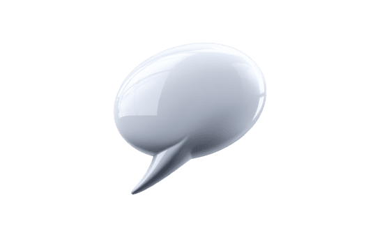 Glossy white speech bubble icon with smooth surface, isolated on transparent background, symbolizing communication, conversation, and messaging in modern, minimalistic style png