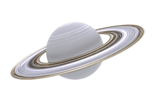 planet med framträdande ringa systemet grå och vit Färg isolerat på transparent bakgrund Plats objekt astronomi vetenskap kosmisk trogen digital konst lugn humör png