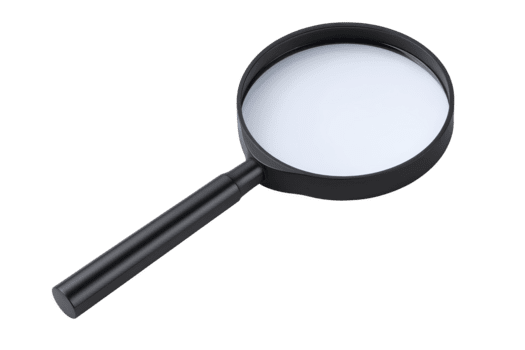 Magnifying glass black handle isolated on transparency background used for inspection search and investigation symbolizing curiosity and discovery simple and clean design png