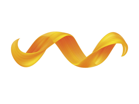 gul orange abstrakt Vinka, slät band virvla runt, glansig böjd linje, modern dynamisk form, isolerat på transparent bakgrund, kreativ design element, energisk och vibrerande stil png