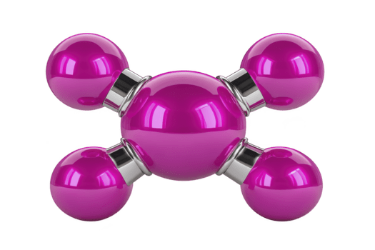 molekyl rosa glansig metallisk abstrakt 3d tolkning vetenskap kemi isolerat genomskinlighet bakgrund skinande trogen teknologi strukturera förbindelse atom sfär modern png
