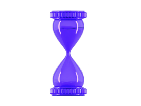 blu clessidra Timer con trasparente bicchiere e plastica berretti, isolato su trasparenza sfondo, simboleggiante tempo gestione, pazienza, e conto alla rovescia nel moderno, minimo stile png