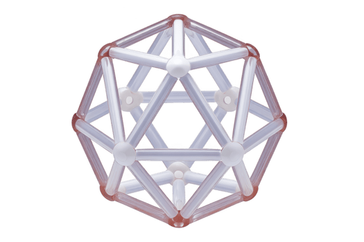 Geometric structure white polyhedron 3D model abstract shape science concept modern design isolated on transparent background educational symmetry creativity png