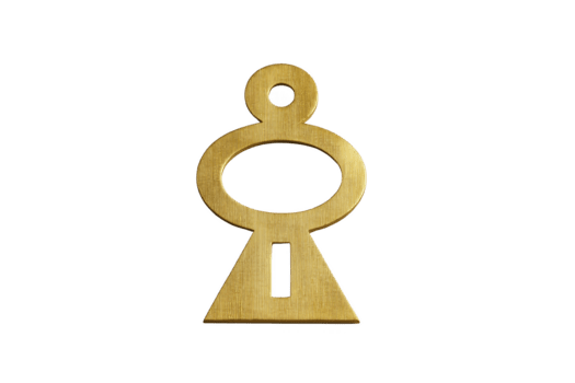 d'oro buco della serratura simbolo metallico finire isolato su trasparente sfondo moderno minimalista design astratto forma adatto per sicurezza vita privata o accesso concetti evoca curiosità e intrighi png