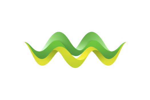 grön och gul abstrakt Vinka design, modern 3d form med slät kurvor, isolerat på genomskinlighet bakgrund, kreativ minimal stil, vibrerande Färg, dynamisk rörelse, digital konst png