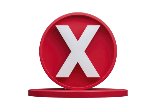 rot Kreis mit Fett gedruckt Weiß x Symbol, isoliert auf transparent Hintergrund, repräsentiert Fehler, stornieren, oder falsch antworten, häufig benutzt im Digital Schnittstellen und Benachrichtigungen png