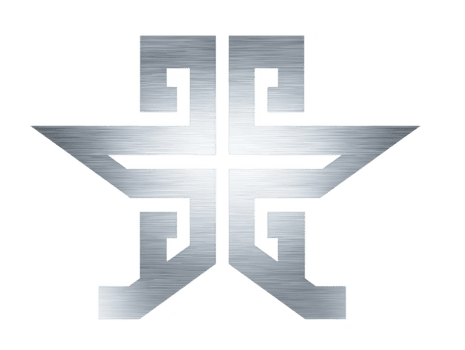 metallico geometrico stella con simmetrico modello, argento spazzolato struttura, moderno astratto disegno, acuto bordi, futuristico stile, isolato su trasparenza sfondo, grassetto e dinamico visivo png