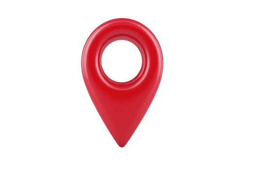 Red map pin location marker 3D illustration isolated on transparent background symbolizing navigation direction travel and destination with modern minimalistic design png