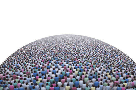 grande diverso folla di persone in piedi insieme su curvo superficie, visto a partire dal dietro, simboleggiante unità, Comunità, e sociale raccolta nel all'aperto ambientazione png