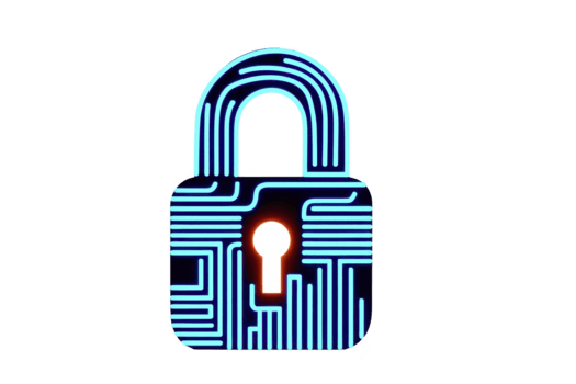 digital candado azul circuito modelo brillante ojo de cerradura simbolizando la seguridad cibernética datos proteccion intimidad seguro tecnología y moderno cifrado conceptos png