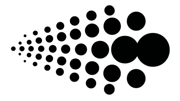 abstrakt geometrisch Muster mit schwarz Kreise von variieren Größen vereinbart worden im dreieckig Formation auf transparent Hintergrund, Erstellen modern und dynamisch visuell bewirken png