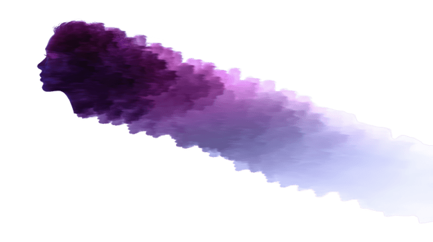 Purple smoke trail digital art abstract gradient isolated on transparent background creative modern artistic flowing dynamic suitable for design projects and backgrounds png