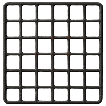 topo Visão do quadrado fundida ferro grade grato para churrasco ou assar com rústico textura e rede padronizar em transparente fundo png