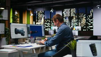 gioco sviluppatore utilizza programma per design navicella spaziale stazione utilizzando in profondità apprendimento, futuristico ambiente migliorata di macchina apprendimento basato soluzioni e nube informatica. telecamera un. video